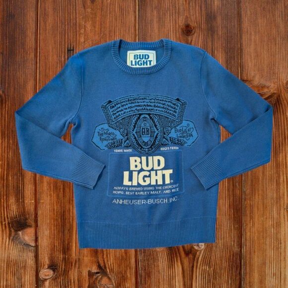 Bud Light Beer Retro Sweater Budweiser Anheuser Busch Men's Small - Picture 1 of 5